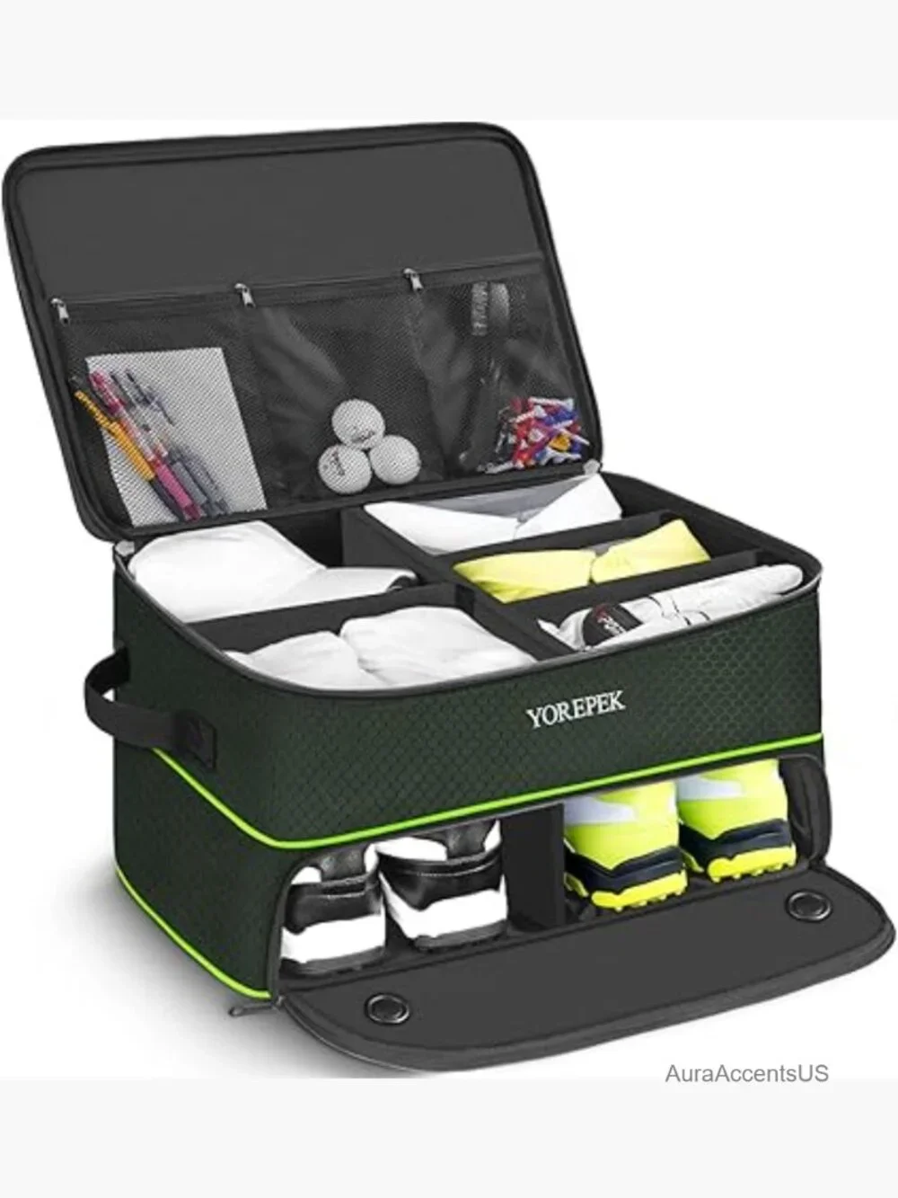 Golf Trunk Organizer 2 Layer Separated Shoe Compartment Car Storage Locker